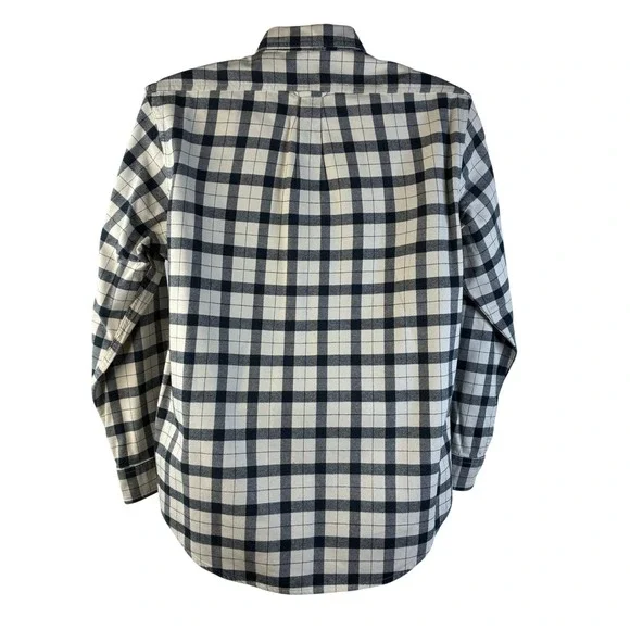 Filson Alaskan Guide Sz Medium Buffalo Check Flannel Shirt Cream Black Cotton